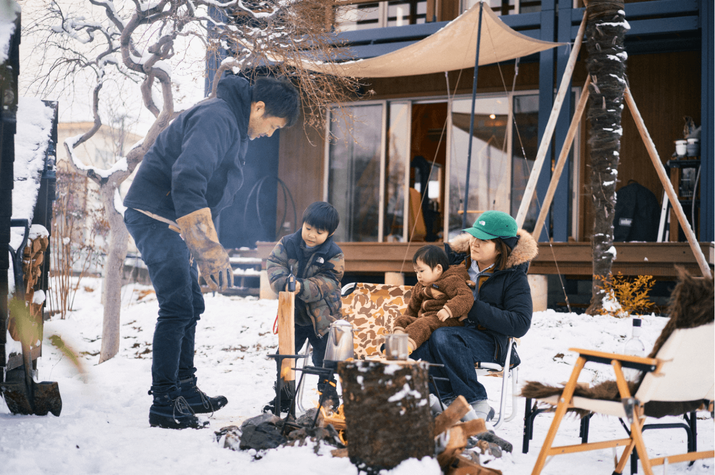 雪中焚き火のお裾分け