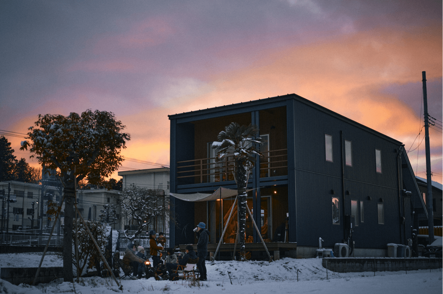 雪と焚き火と仲間