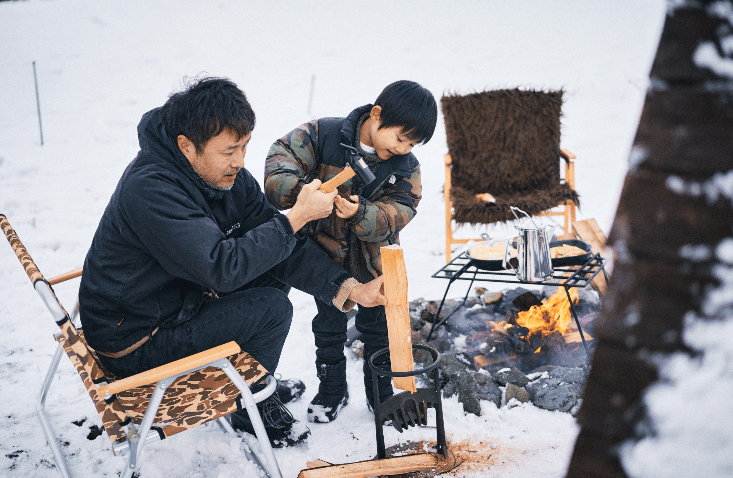 庭に灯す焚き火、東京の田舎暮らし
