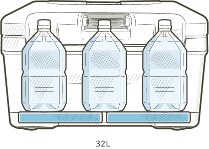 [32L] 1ℓミディペットボトル＋市販保冷剤（底置き）